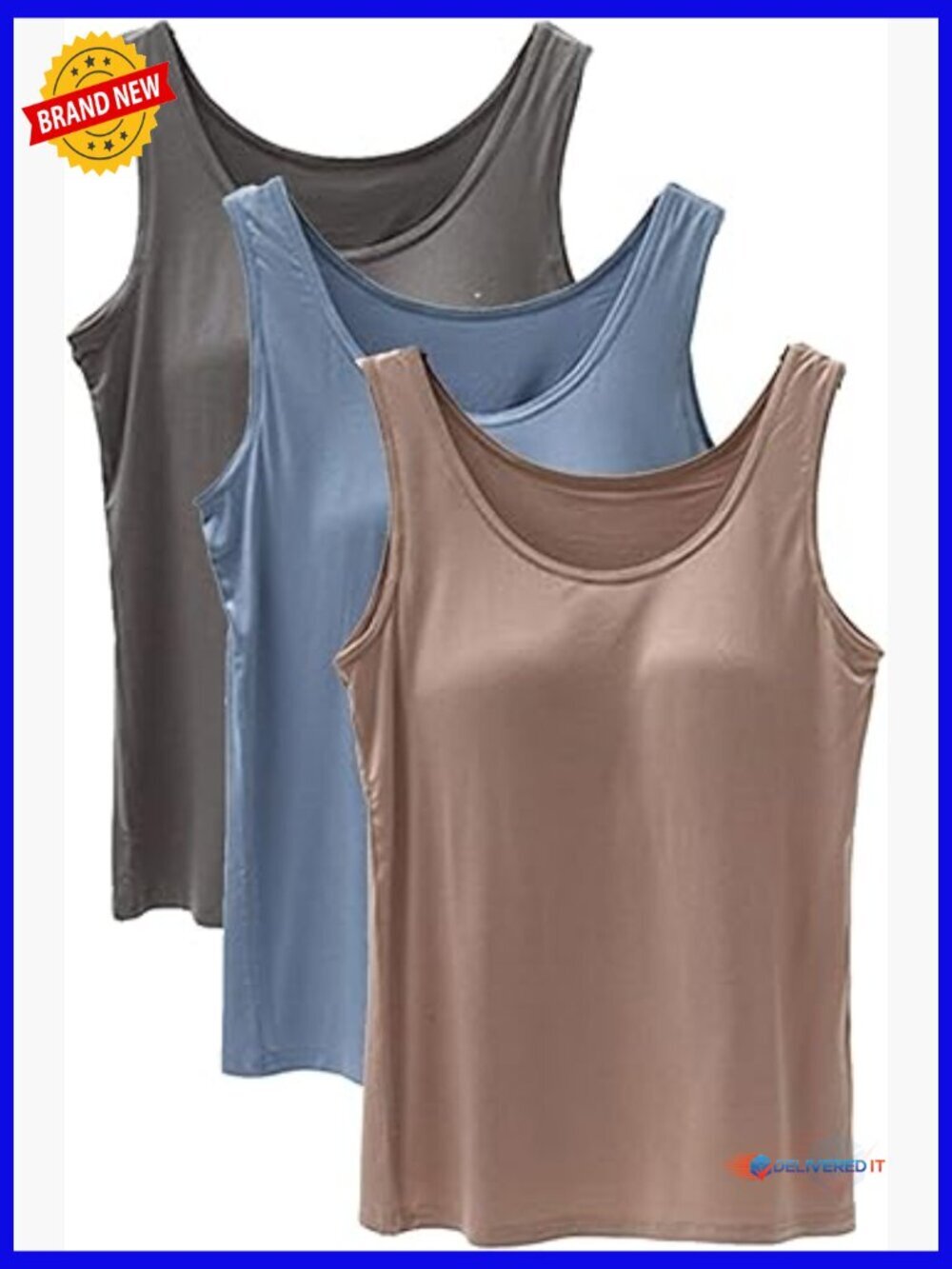 Tank Top with Built in Bra Cup Casua Wide Strap Sleeveless Camisole Yoga Top